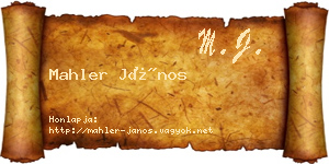 Mahler János névjegykártya