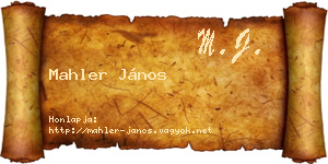 Mahler János névjegykártya